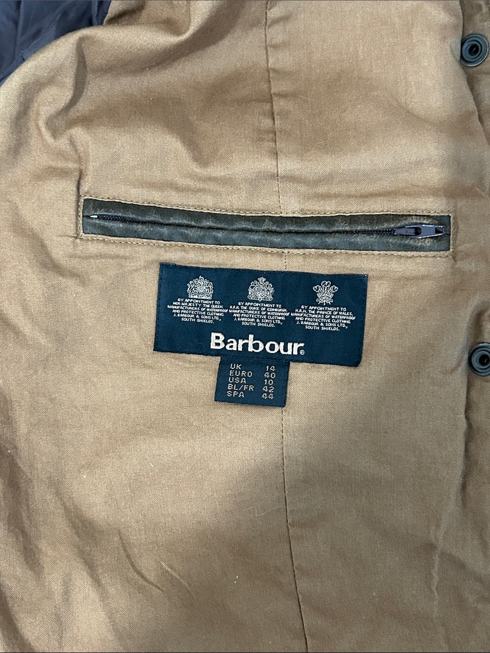Women’s Barbour Brown Field Jacket with Stand Collar Size US 10 EUC - Picture 6 of 9